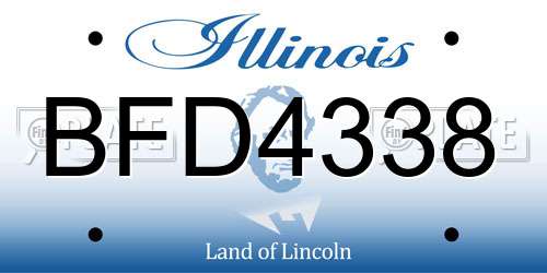 BFD4338 Illinois License Plate