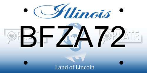 BFZA72 Illinois License Plate