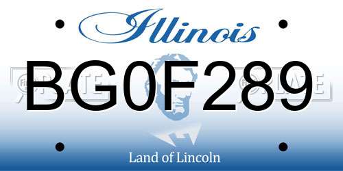 BG0F289 Illinois License Plate