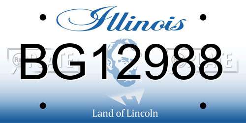 BG12988 Illinois License Plate
