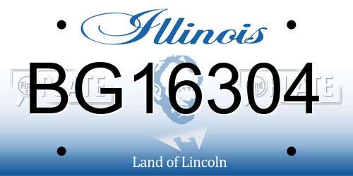 BG16304 Illinois License Plate