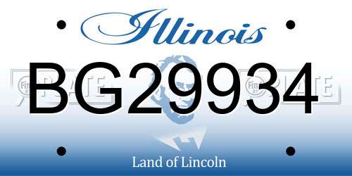 BG29934 Illinois License Plate
