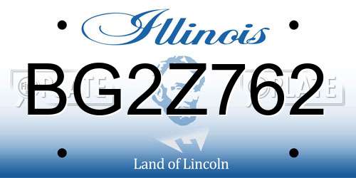 BG2Z762 Illinois License Plate