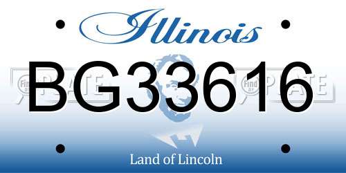 BG33616 Illinois License Plate