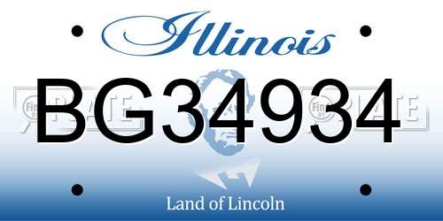 BG34934 Illinois License Plate