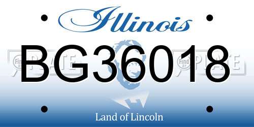 BG36018 Illinois License Plate