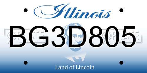 BG3D805 Illinois License Plate