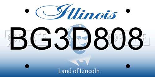 BG3D808 Illinois License Plate