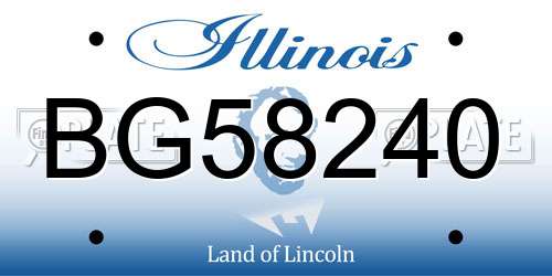 BG58240 Illinois License Plate