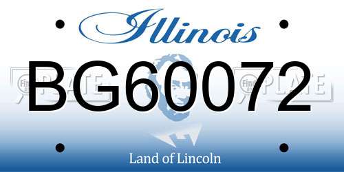 BG60072 Illinois License Plate