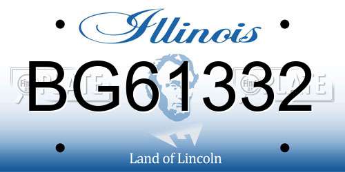 BG61332 Illinois License Plate
