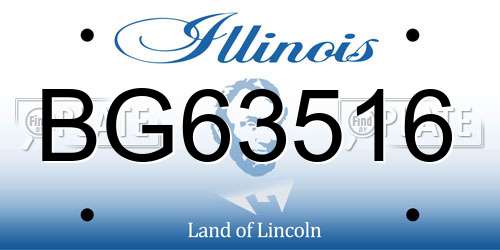 BG63516 Illinois License Plate