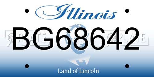 BG68642 Illinois License Plate