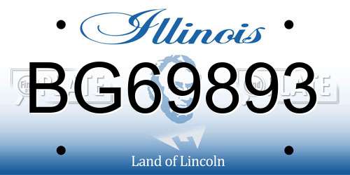 BG69893 Illinois License Plate