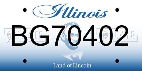 BG70402 Illinois License Plate