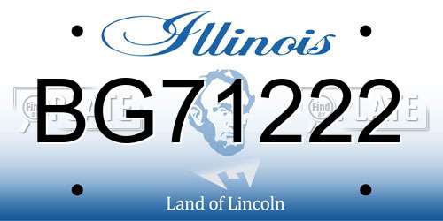 BG71222 Illinois License Plate
