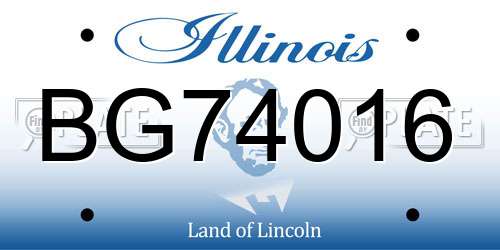 BG74016 Illinois License Plate
