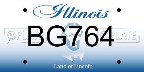 BG764 Illinois License Plate