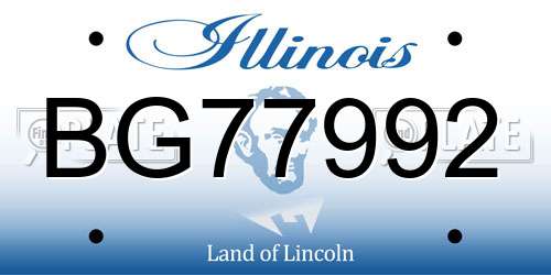 BG77992 Illinois License Plate