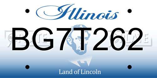 BG7T262 Illinois License Plate