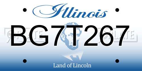 BG7T267 Illinois License Plate