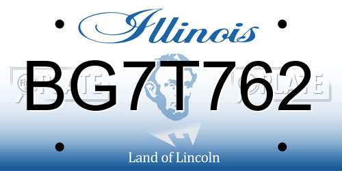 BG7T762 Illinois License Plate