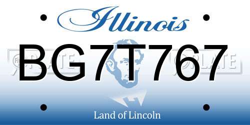 BG7T767 Illinois License Plate