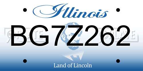 BG7Z262 Illinois License Plate