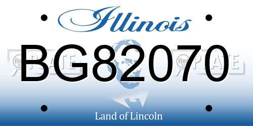 BG82070 Illinois License Plate