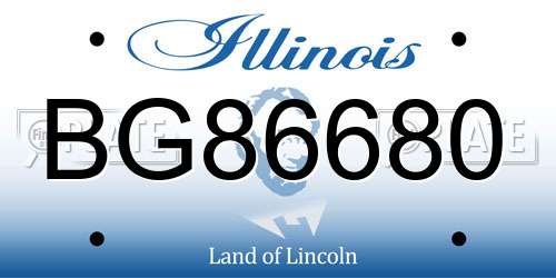 BG86680 Illinois License Plate