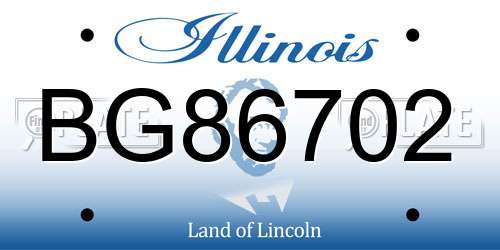 BG86702 Illinois License Plate