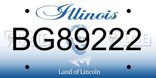 BG89222 Illinois License Plate