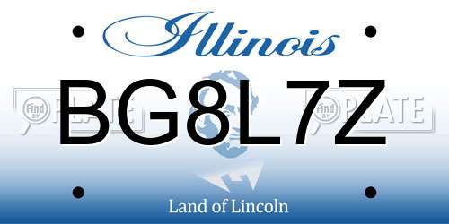 BG8L7Z Illinois License Plate