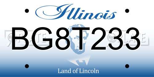 BG8T233 Illinois License Plate