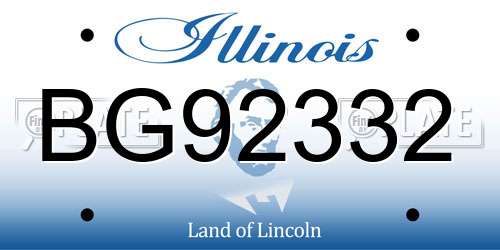 BG92332 Illinois License Plate