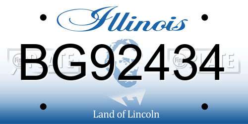 BG92434 Illinois License Plate