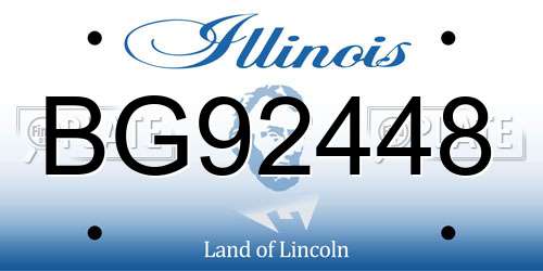 BG92448 Illinois License Plate