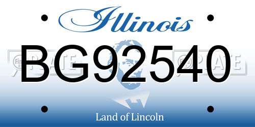 BG92540 Illinois License Plate