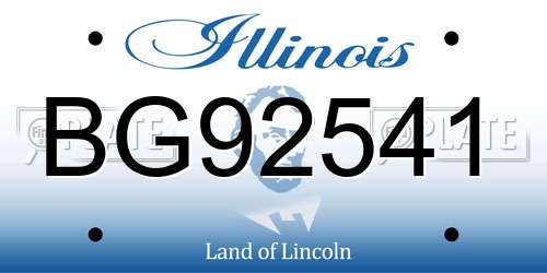 BG92541 Illinois License Plate