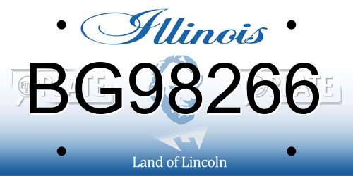 BG98266 Illinois License Plate