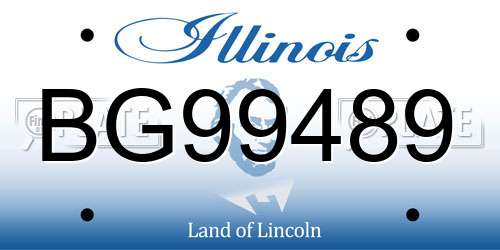 BG99489 Illinois License Plate