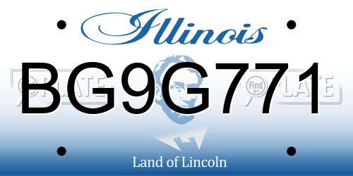 BG9G771 Illinois License Plate