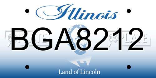 BGA8212 Illinois License Plate