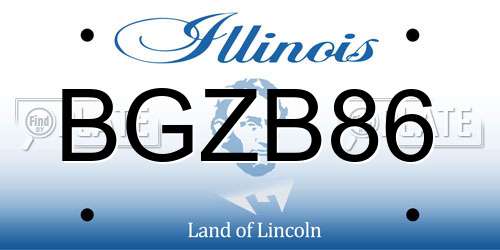 BGZB86 Illinois License Plate