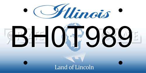 BH0T989 Illinois License Plate