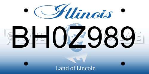 BH0Z989 Illinois License Plate