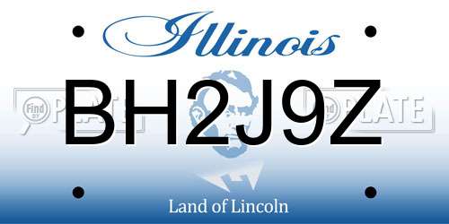 BH2J9Z Illinois License Plate
