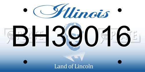 BH39016 Illinois License Plate