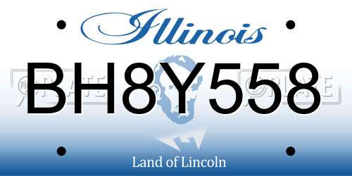 BH8Y558 Illinois License Plate
