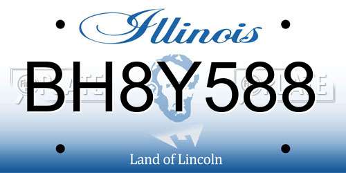 BH8Y588 Illinois License Plate